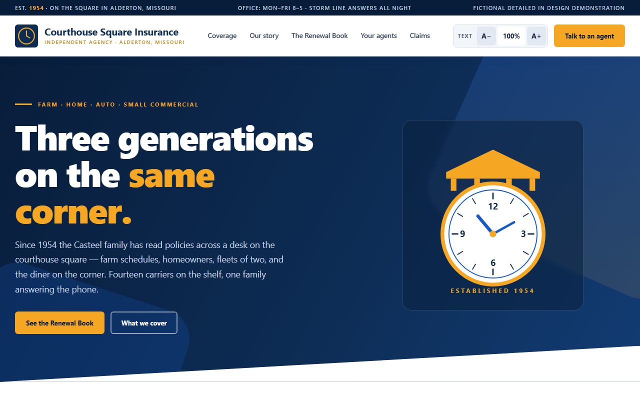 Courthouse Square Insurance website homepage