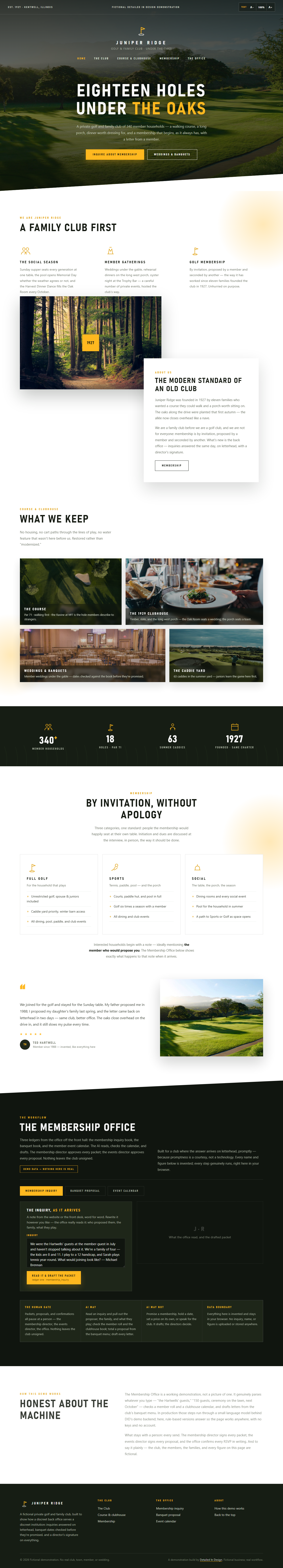 Juniper Ridge Club website homepage