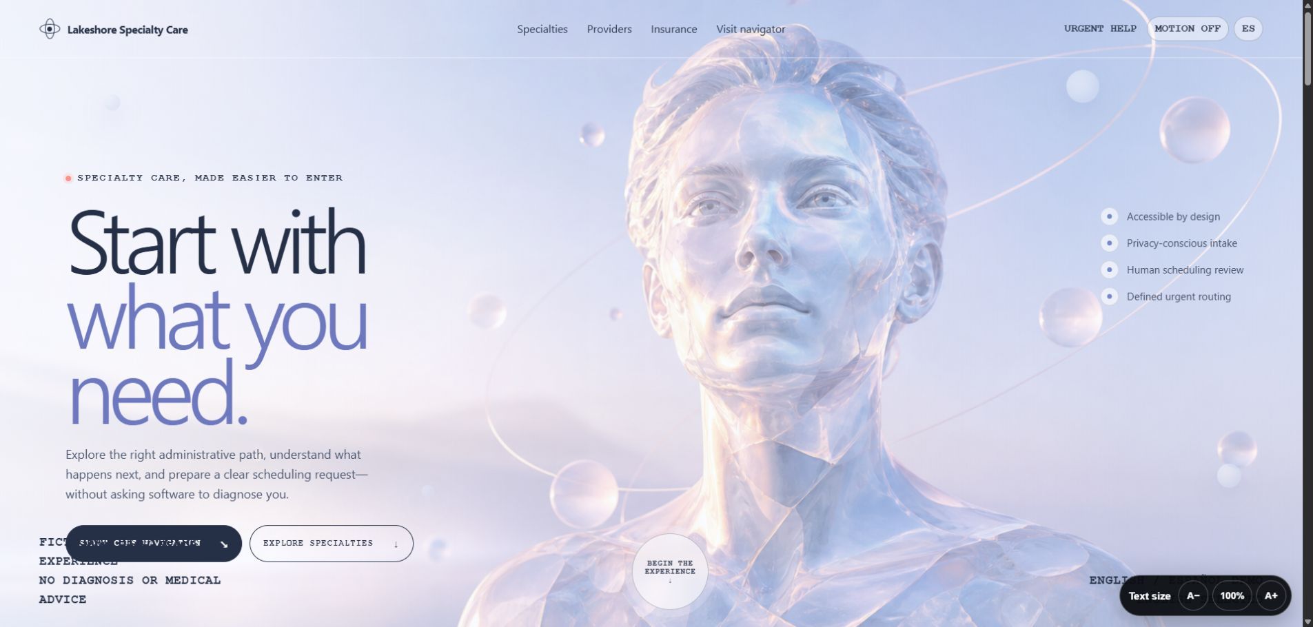 Lakeshore Specialty Care website homepage